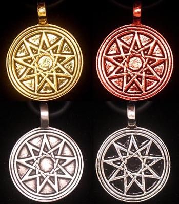 Bahai 9 pointed star Baháí pewter Pendant w Necklace  