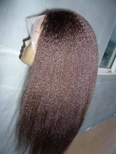 Lace Front 100% Indian Remy Wig Kinky Straight 22  