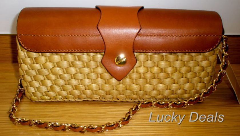 MICHAEL KORS SANTORINI SHOULDER FLAP CLUTCH HANDBAG BRW  