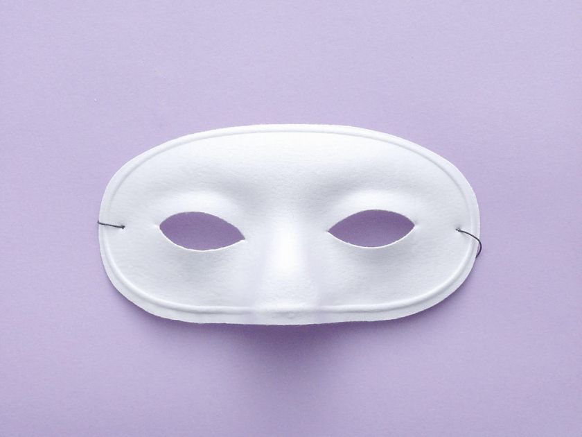 LOT OF 2 WHITE STIFFENED SATIN DOMINO MASK ZORRO KATO  