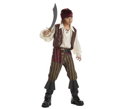 Caribbean Captn Jack Rogue Pirate Child Boy Costume M L  