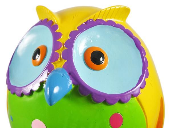 Super Cute Yellow Owl Piggy Bank W/ Spring Legs Money  