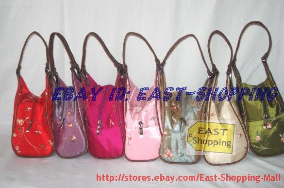 Wholesale 10 pc silk embroidery triangle handbags bags  