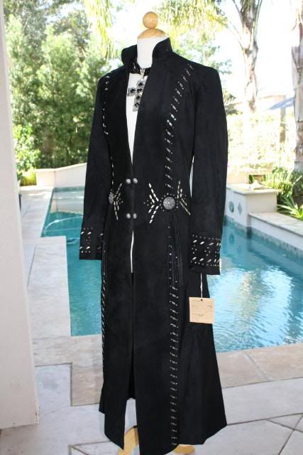 SALE GORGEOUS RENEGADE SPIRIT SUEDE DUSTER W/STUDS, BLING FRINGE AND 