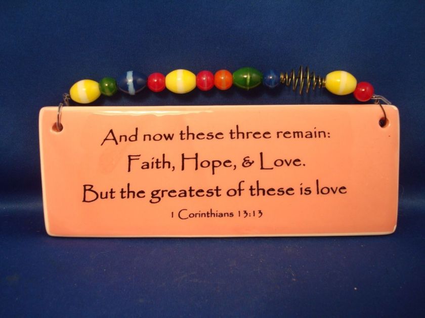   Love Bible Verse Ceramic Plaque Wall Art Hanging I Corinthians 13.13