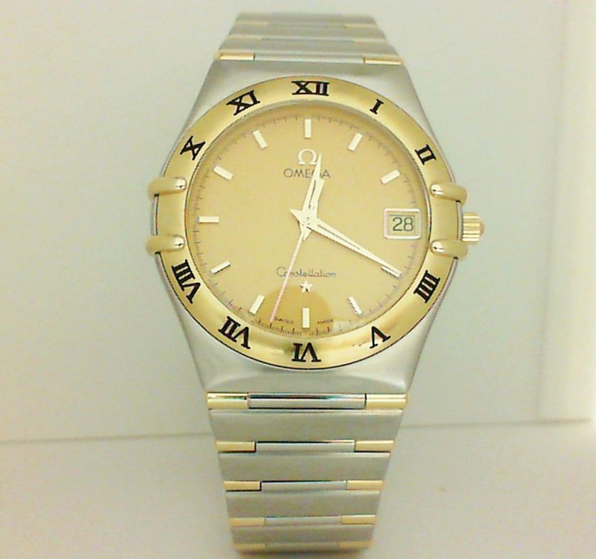 Omega Mens Constellation Watch 1312.11 Two Tone 18kt Gold and 