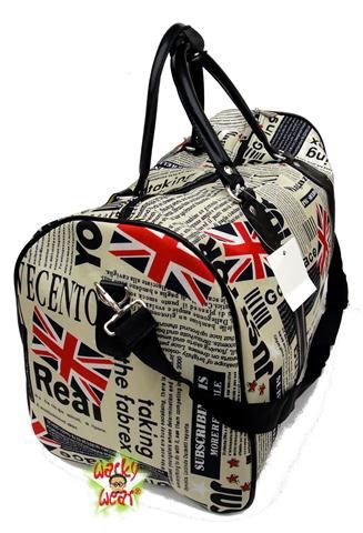 UNION JACK Big Bowling Weekend Shoulder Bag Retro Newspaper print 