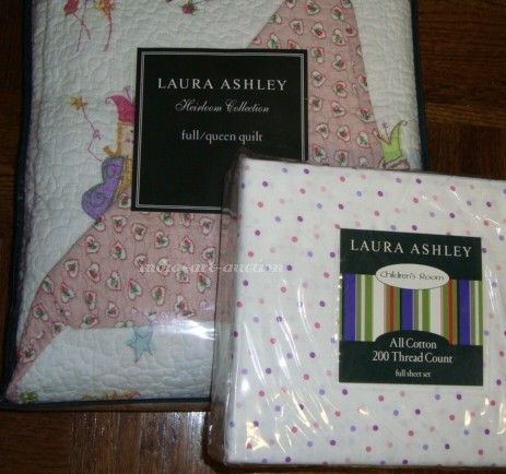 NEW LAURA ASHLEY FUN FAIRIES FULL QUEEN QUILT SET 7 P PINK FAIRY 