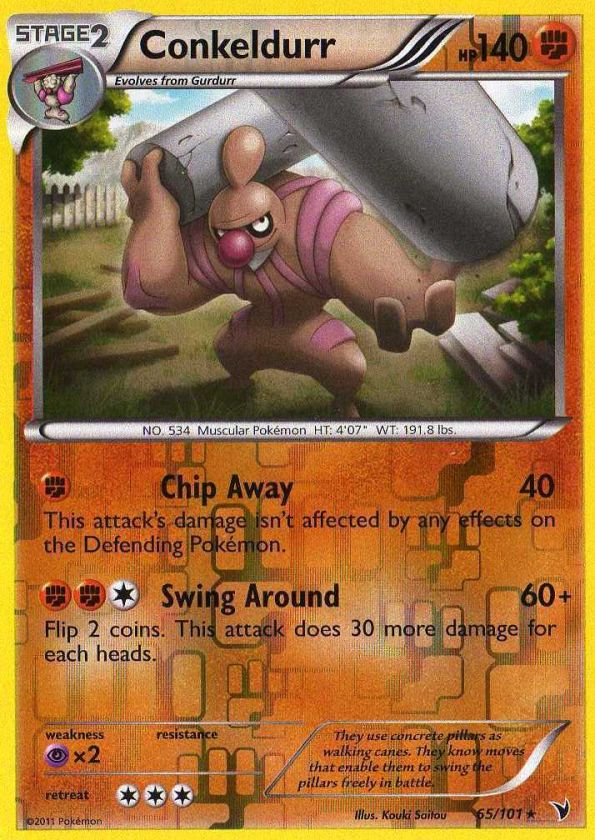 CONKELDURR 65/101 REV HOLO Black & White NOBLE VICTORIES Pokemon Card 