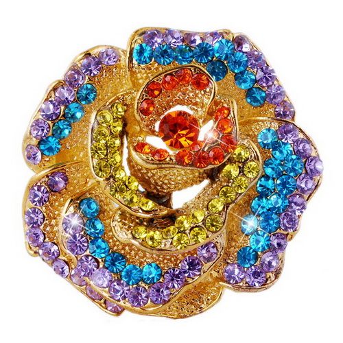 Big Flower Brooch Pin 46*48MM 6Colors Gold Plating Full Czech 