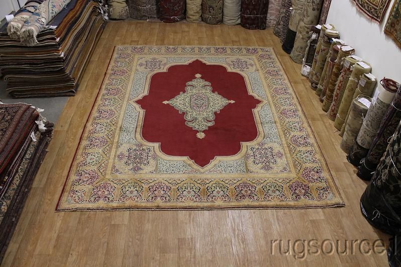 LARGE ANTIQUE RED 10X13 KERMAN PERSIAN ORIENTAL AREA RUG WOOL CARPET 