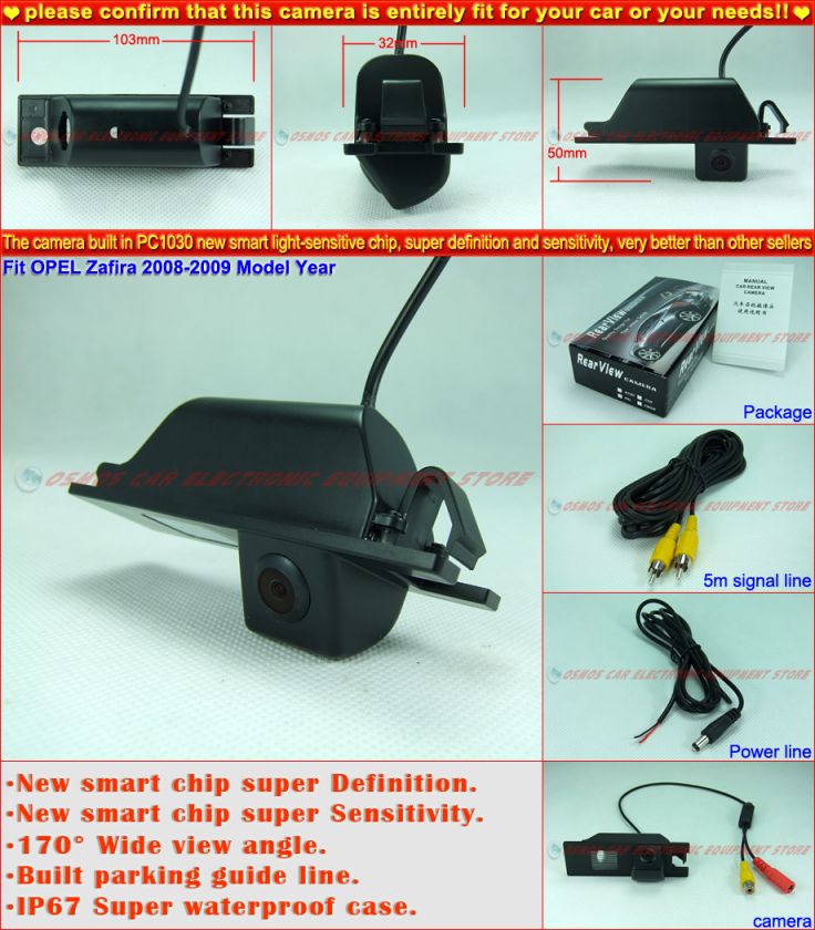 OPEL Vectra Astra Zafira Car Backup Reverse Rear View Camera  