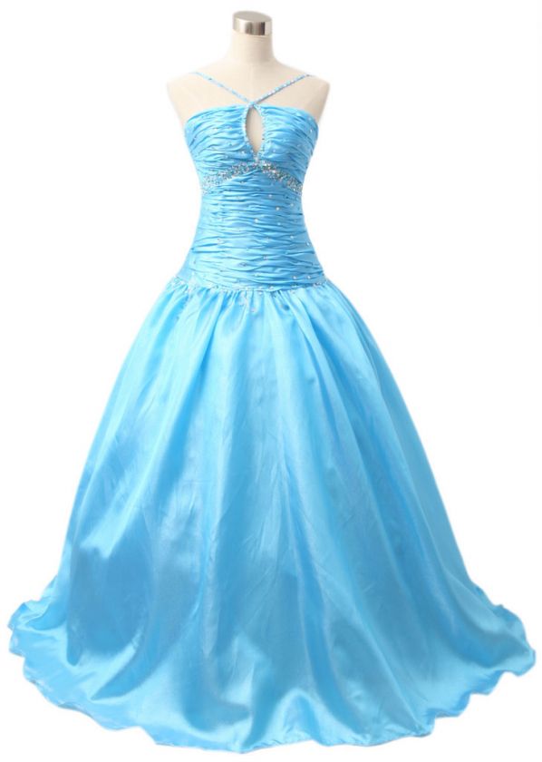 Z19 Light Blue FORMAL PROM BALL GOWN EVENING DRESS SIZE  