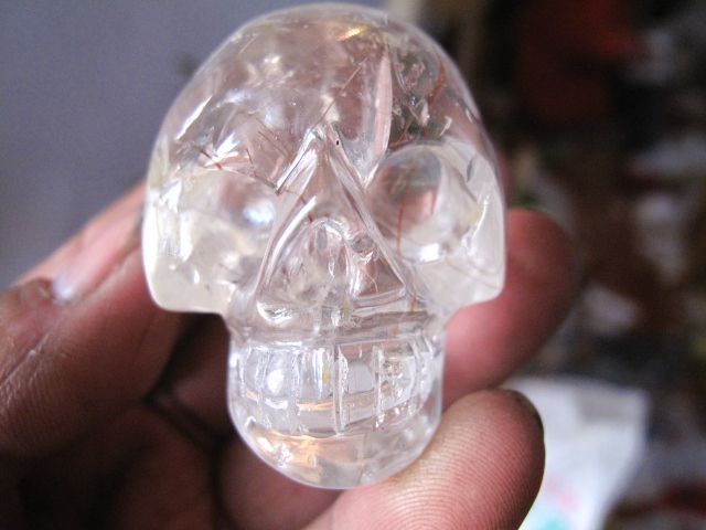 100g AAAA RARE NATURAL hair RUTILATED QUARTZ CRYSTAL SKULL  