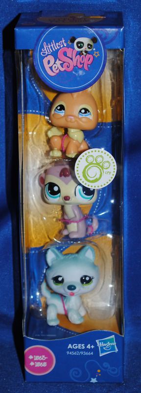 Littlest Pet Shop~#1563 #1564 #1565~Blue Husky~Bunny~Purple Meekrat 