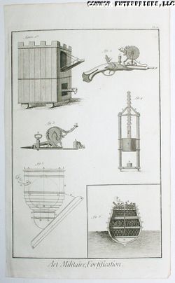 1768 LARGE DIDEROT ENGRAVING MILITARY ASSAULT BOMB PISTOL WAR WEAPONS 