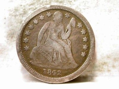 1842 VF SEATED LIBERTY 10c DIME ID#C744  