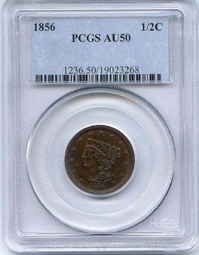 1856 Half Cent PCGS AU 50  