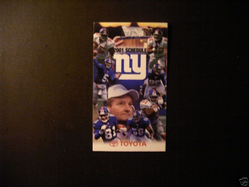 New York Giants 2001 NFL pocket schedule  