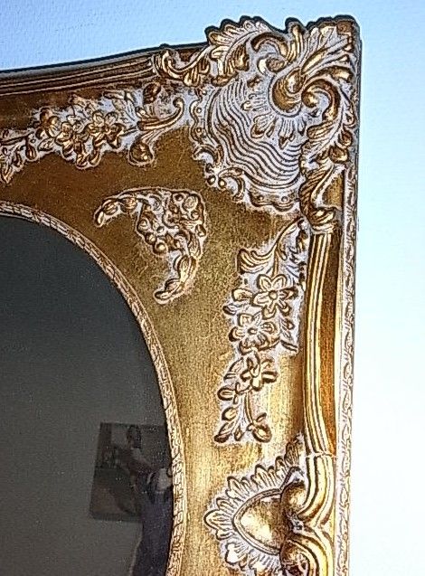 LA2AF110 * LARGE GILDED WOOD STUCCO FRAMED MIRROR 1950´S MID CENTURY 