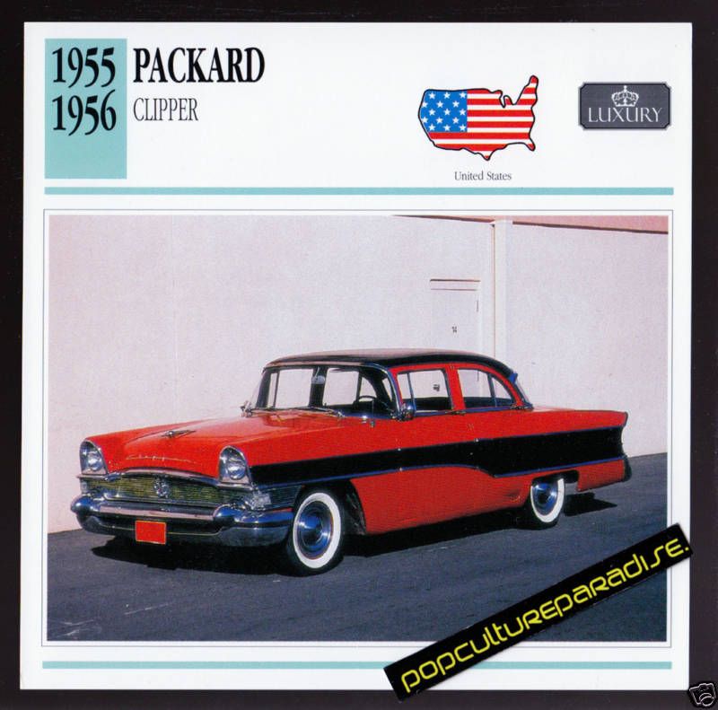 1955 1956 PACKARD CLIPPER Car PICTURE SPEC INFO CARD  