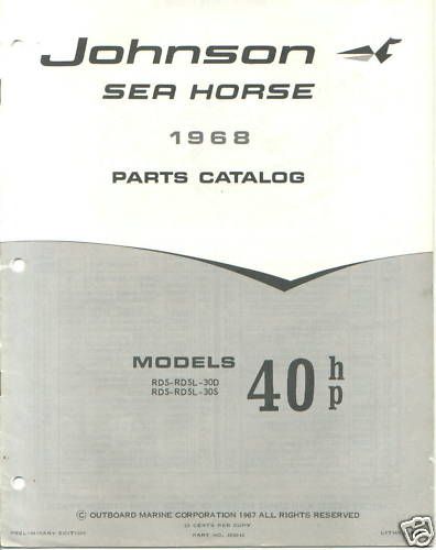 1968 Johnson 40 HP RDS RDSL 30D Outboard Parts Catalog  