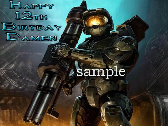 HALO Edible Birthday CAKE Image Icing Topper 1 2 3 xbox  