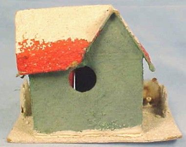   Christmas Putz House Train Yard Display w Fence Glitter Snow  