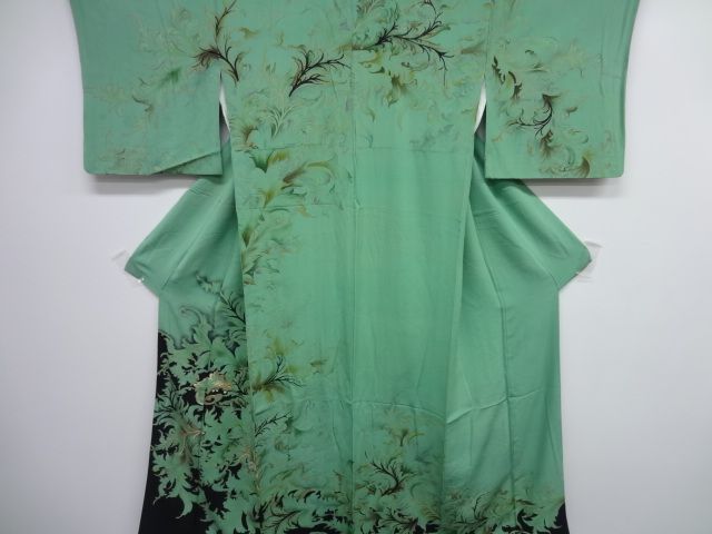 9692# Japanese KIMONO SILK / DYED LEAF  