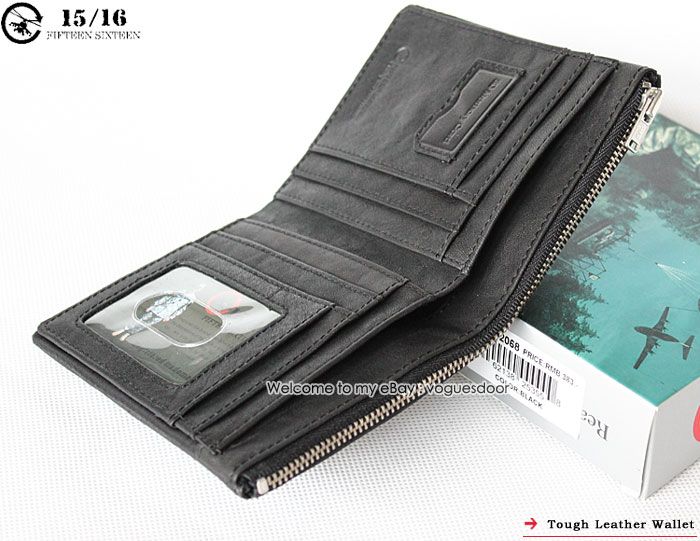   Tough Punk Genuine Leather Black multifunctional Wallet purse 2068 NWT