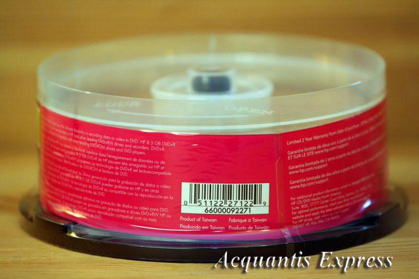   HP DVD+R DL 8.5GB Double Dual Layer 20CB NEW Discs 051122271229  