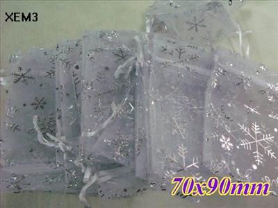 50White snowflake Organza Jewelery Gift Bags 7x9cm XEM3  