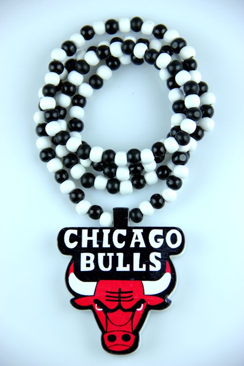 Hip Hop Fashion Good Wood Chicago Bulls Pedant Ball Bead Necklace 