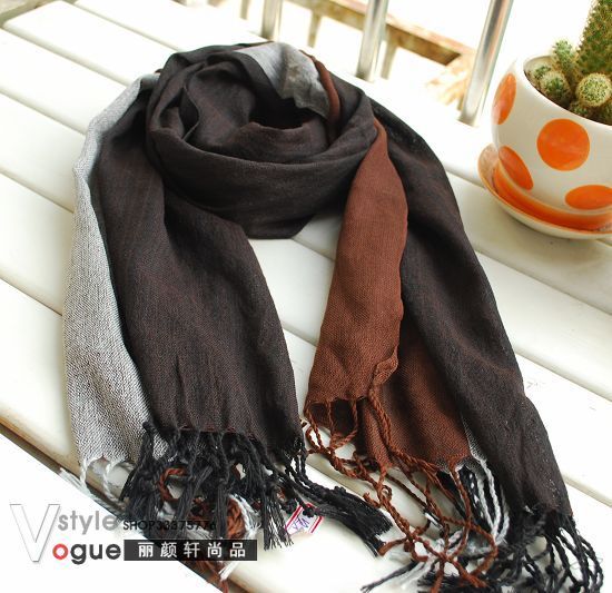 Free Ship Cotton Scarf 75“X22 Three Colors Coffee #93  