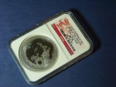   Oz Silver Lunar (Series 2) Year of the Dragon $1 NGC MS70 ER  