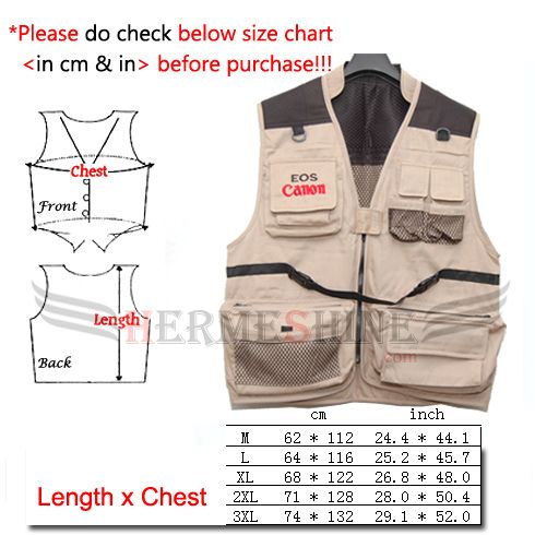 Pro Photo Vest for Canon 450D 500D 40D 30D 50D 5D2 user  