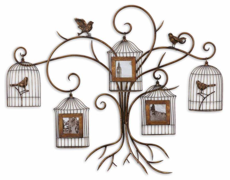 Rust Tree Photo Collage Picture Frame Birdcage Wall Art  