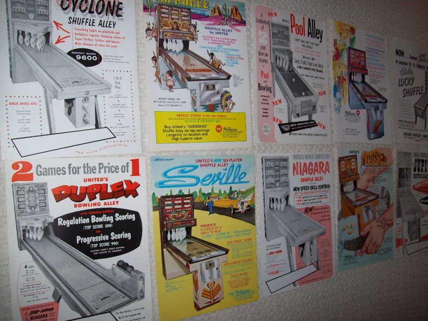   ARCADE AND BIG BALL BOWLING GAME SALES FLYERS BROCHURES 50s 70s  