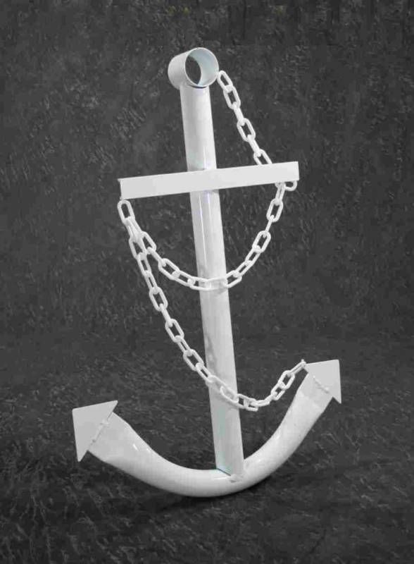 Nautical White Anchor Metal Decorative Wall Yard Art 3  