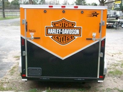 7x12 enclosed double motorcycle trailer black ATP slant pkg orange 