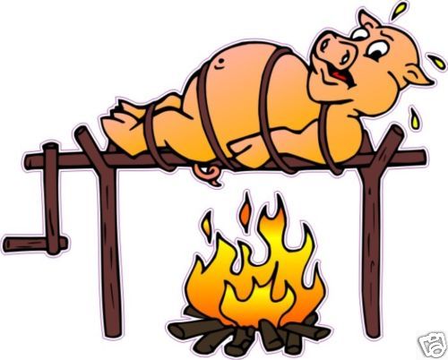 BBQ Barbeque Pork Pig Restaurant Food Sign Decal 24  