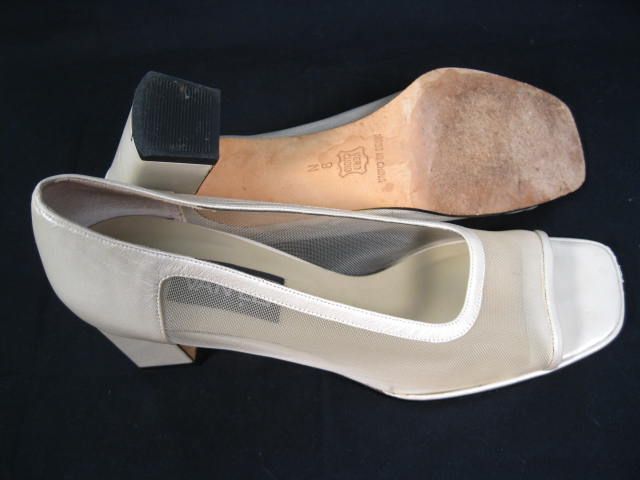 VAN ELI Beige Peep Toe Mesh Shoes Heels Pumps SZ 9 N  