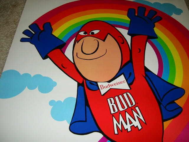 Old 1973 BUD MAN   Budweiser BEER POSTER  