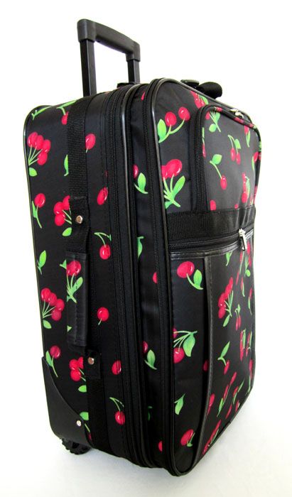 Piece Luggage Set Travel Bag Rolling Wheel Upright Red Cherry  