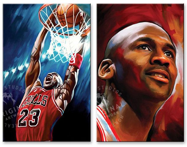 MICHAEL JORDAN   NBA basketball Chicago Bulls PAINTINGS  