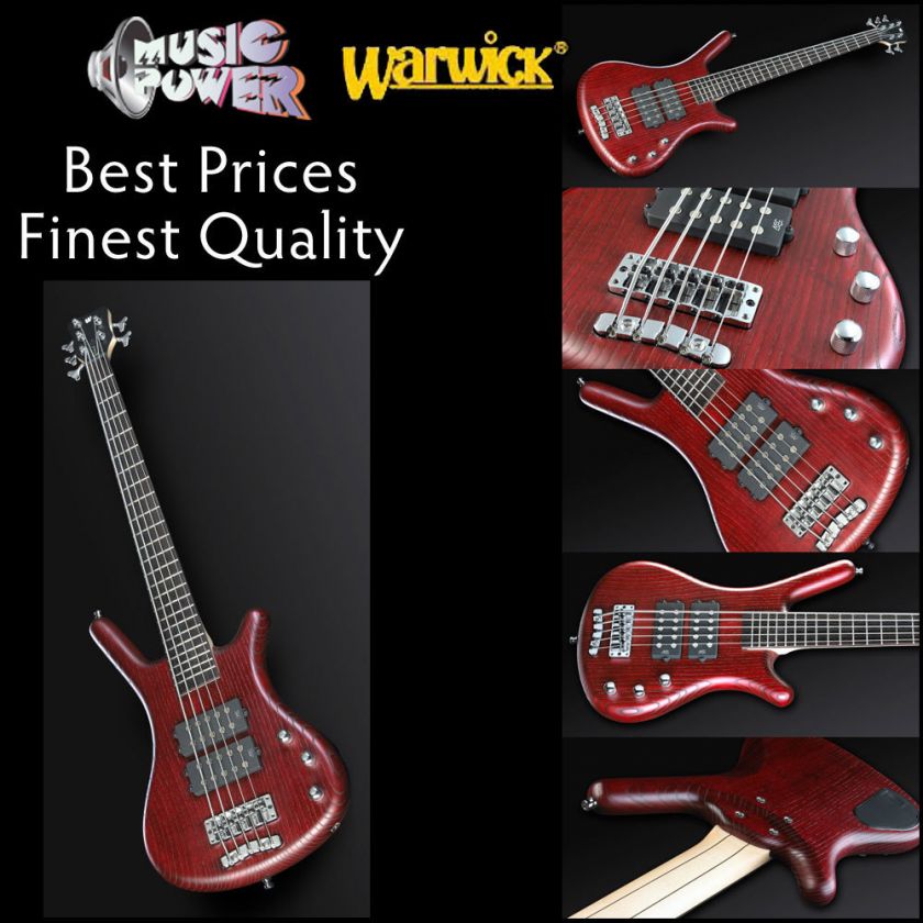 Warwick Rockbass Corvette $$ 5 String Bass Guitar Passive Burgandy Red 