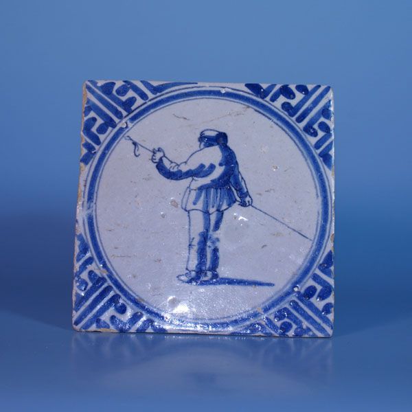 Set of four 17th century Dutch Blue Delft Wanli tiles   