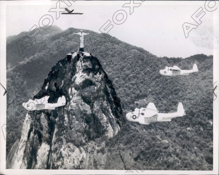   the Redeemer statue in Rio de Janeiro. Photo is dated Feb 4, 1944