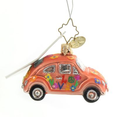   Radko Rare Little Bug Love Gem Beetle Peace Flower Power VW 2pc  