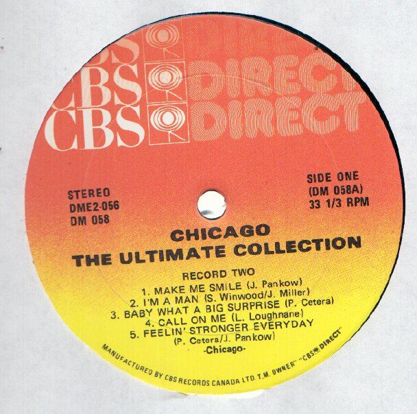 Chicago The Ultimate Collection 2LP VG++/NM Canada CBS DME2 056 